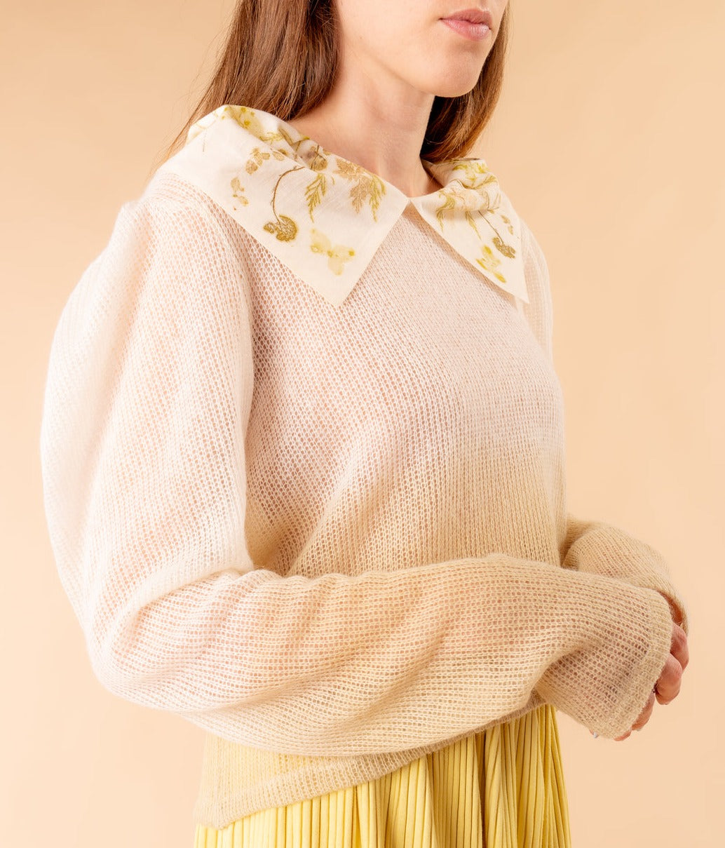 Isotta sweater in natural degradé colour with ecoprint