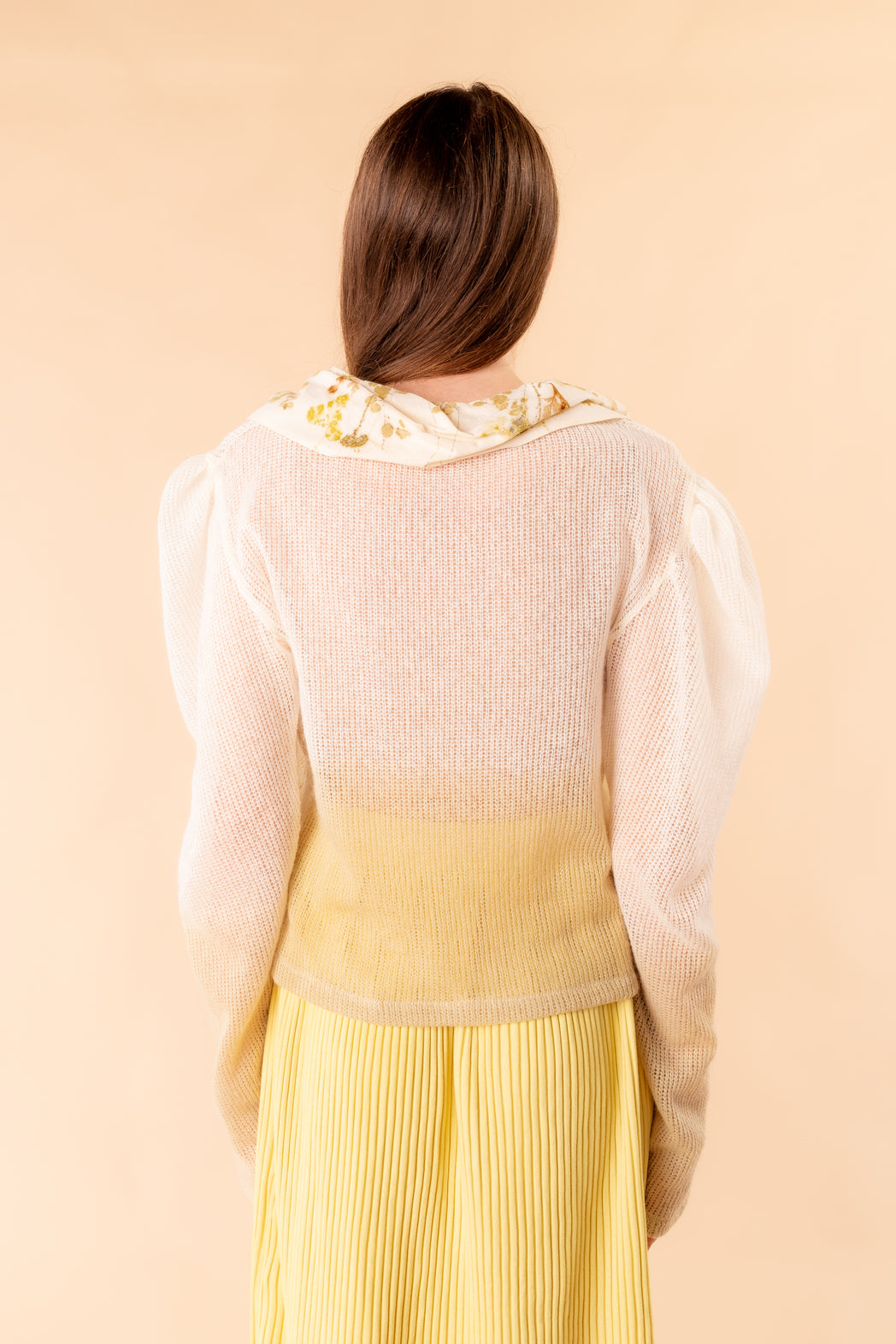 Isotta sweater in natural degradé colour with ecoprint