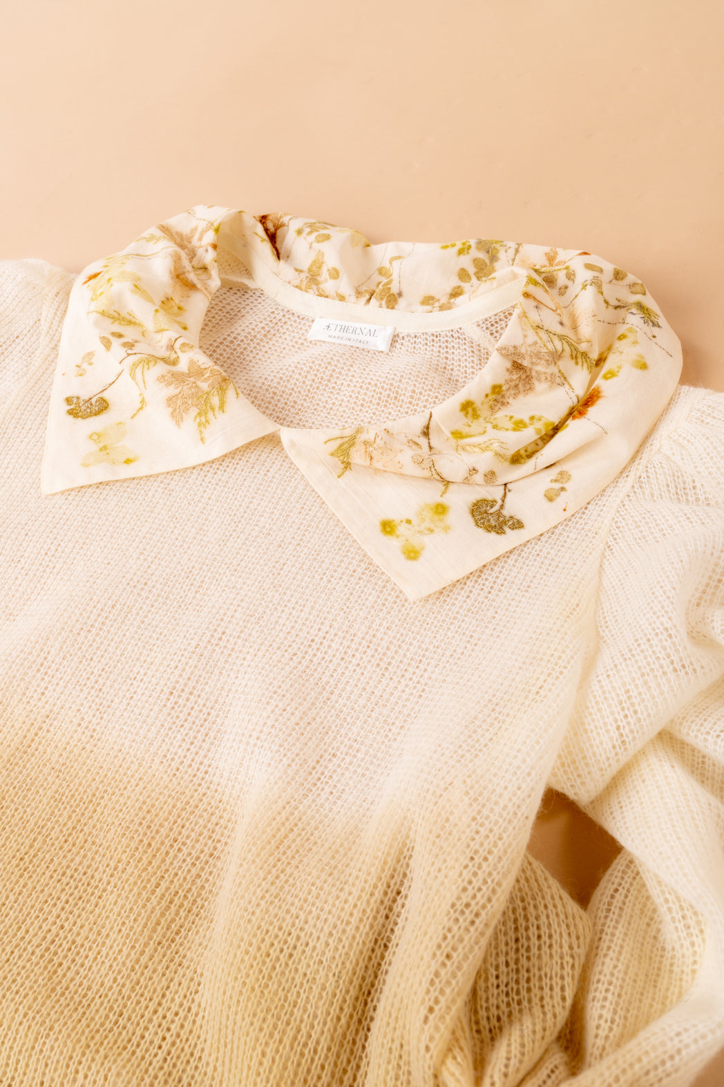 Isotta sweater in natural degradé colour with ecoprint