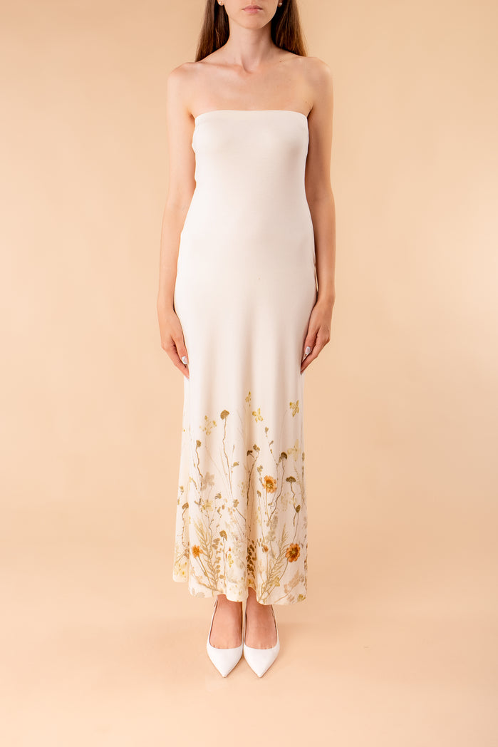 Nives knitted dress with ecoprint