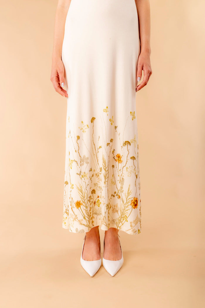 Nives knitted dress with ecoprint