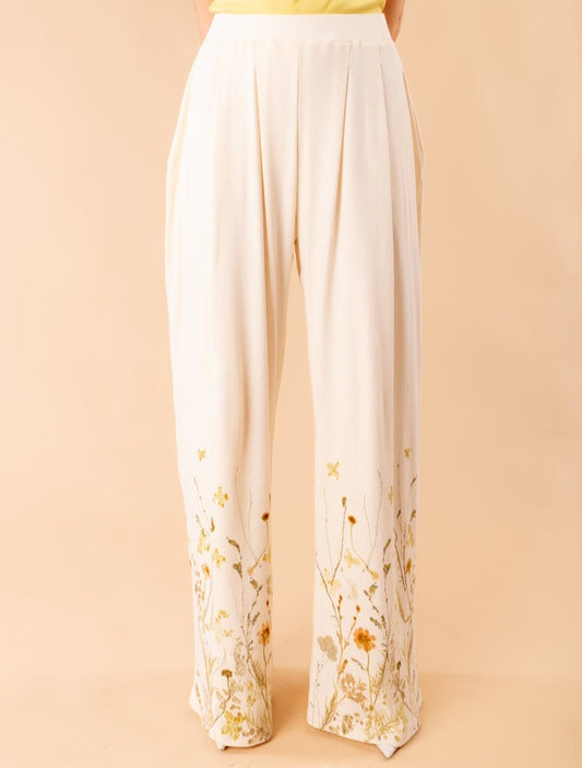 Nilde pants in ecoprint with laces