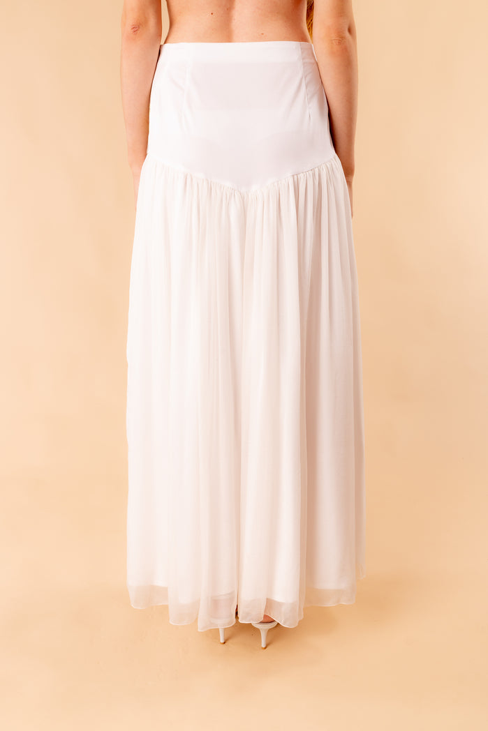 Isa midi skirt with basque in Ecoprint